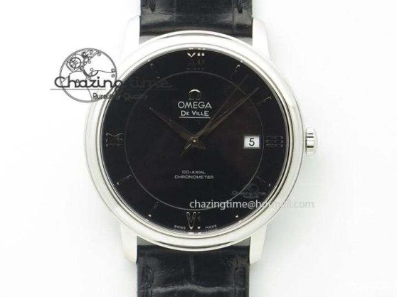 0812 De Ville Chronograph SS OMF 1:1 Best Edition Black Dial On Black Leather Strap A Fashionable 8109